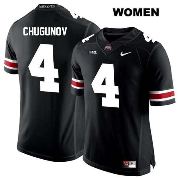 Ohio State Buckeyes Women's Chris Chugunov #4 White Number Black Authentic Nike College NCAA Stitched Football Jersey XX19R30MF